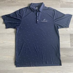 FootJoy Men's Golf Polo Shirt Short Sleeve Navy Fish Print Performance Size M